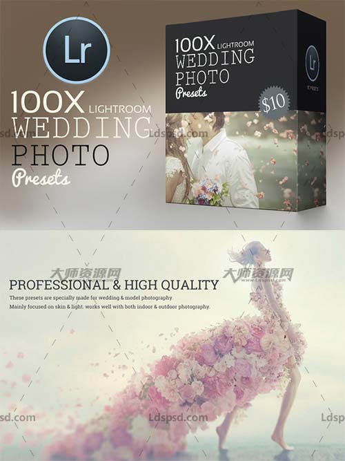 100 Wedding Lightroom Preset Pack,Lightroom预设－100个婚纱照片专用色调